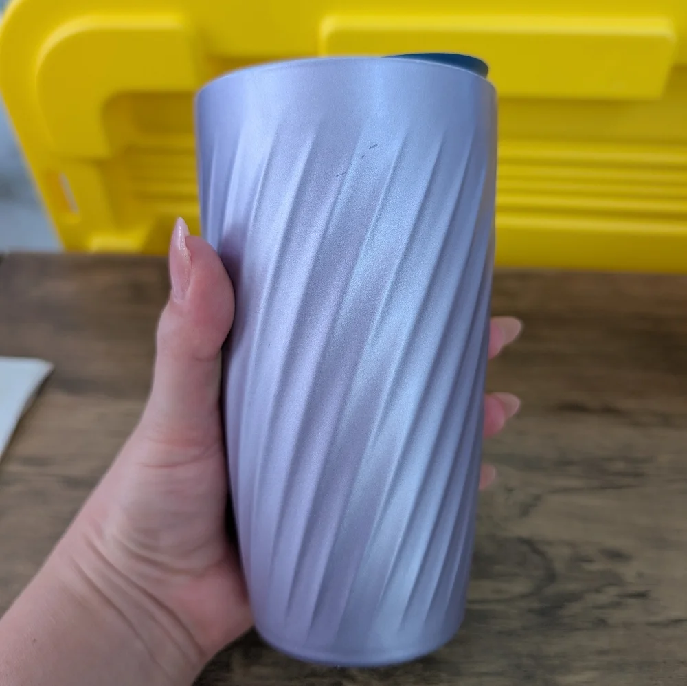 Starbucks Metallic Lilac Subzero Ceramic 12oz Insulated Tumbler w/ Blue Lid